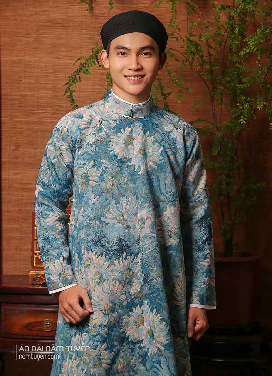 Áo Dài Nam Ngũ Thân Chất Liệu Gấm | Áo Dài Truyền Thống – Năm Tuyền