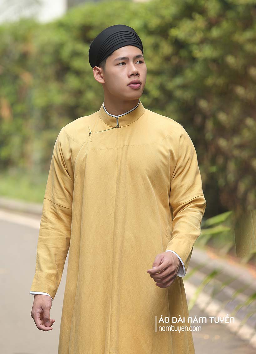Áo dài nam ngũ thân tay chẽn phom chuẩn truyền thống